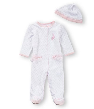 Little MeBaby Girls Prima Ballerina Footie Coverall & Hat Set | Dillard's