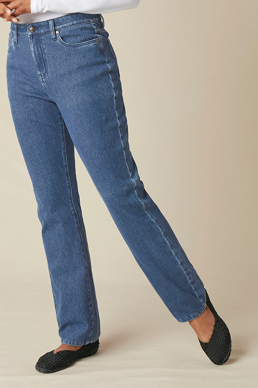 Knit Denim High Rise Straight-Leg Jeans | Coldwater Creek
