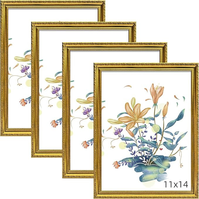 BESCRCL 11x14 Picture Frame Gold, Frames 11 x 14 with Shatterproof Crystal Acrylic for Wall Galle... | Amazon (US)
