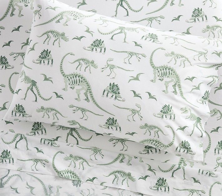 Dino Bones Glow-in-the-Dark Sheet Set & Pillowcases | Pottery Barn Kids