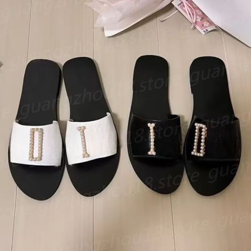 Fashion Designer Slippers with Pearls Women's Summer Flat Buttom Shoes Elegant Style for Holiday ... | DHGate