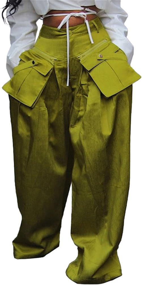 Voghtic Women's Casual High Waist Wide Leg Pants Baggy Y2k Removable Pockets Long Palazzo Trouser... | Amazon (US)