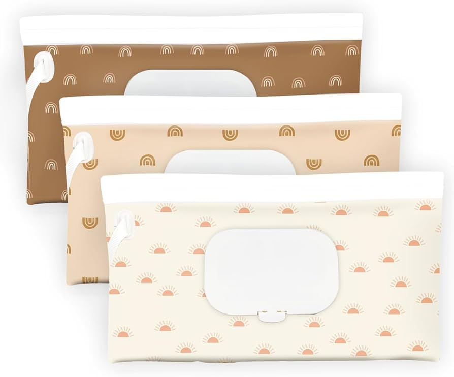 Baby Wipe Holder,Wipe Dispenser, 3-Pack Portable Refillable Wipe Container,Reusable Travel Baby W... | Amazon (US)