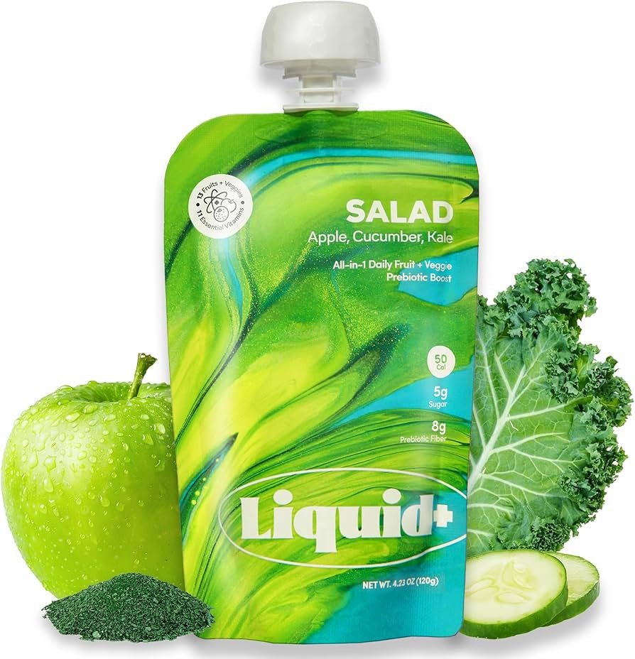 Liquid Salad High Fiber Veggie Pouches by Liquid Plus, Convenient Greens Smoothie with Prebiotic ... | Amazon (US)