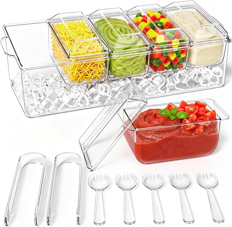 ARSTPEOE Condiment Tray, Chilled Condiment Server, Bar Accessories on Ice | Amazon (US)
