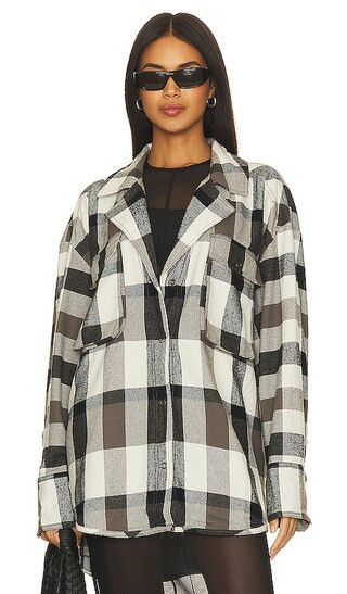 Izzy Cargo Shirt in Black & Cream | Revolve Clothing (Global)