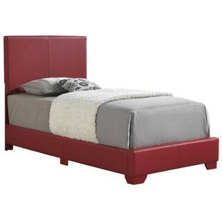 AndMakers Aaron Dark Red Upholstered Twin Panel Bed PF-G1825-TB-UP - The Home Depot | The Home Depot