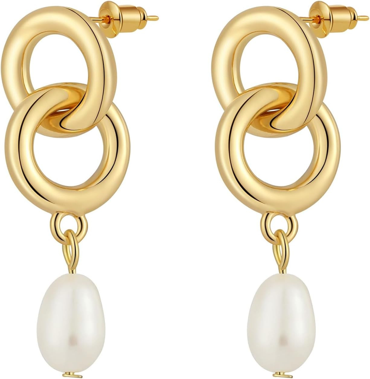 Gold Leaf Earrings for Women with 14K Gold Plated CZ Huggie Hoops | Amazon (US)