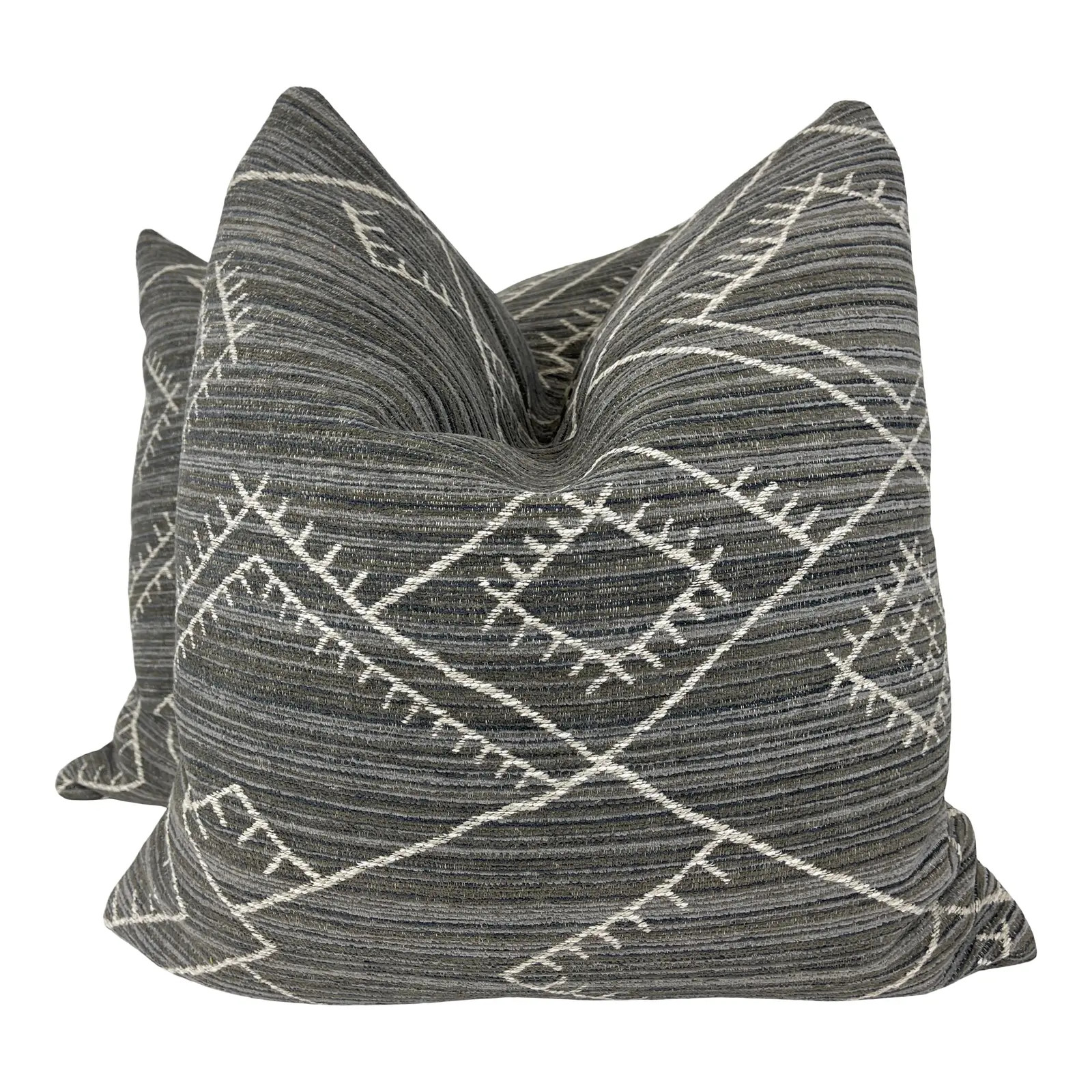 Tribal Chenille in Brown 22” Pillows-A Pair | Chairish
