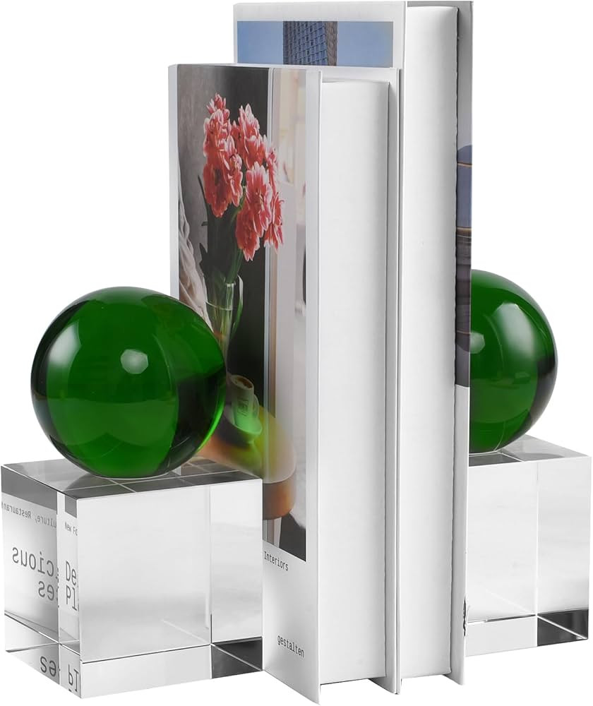 Crystal Bookends, 1 Pair of Decorative Tabletop Bookends for Office, Home, Desk, Comes with Gift ... | Amazon (US)