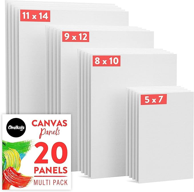 Chalkola Canvas for Painting - (20 Bulk Pack, 5x7, 8x10, 9x12, 11x14 inch) | 100% Cotton Panels, ... | Amazon (US)