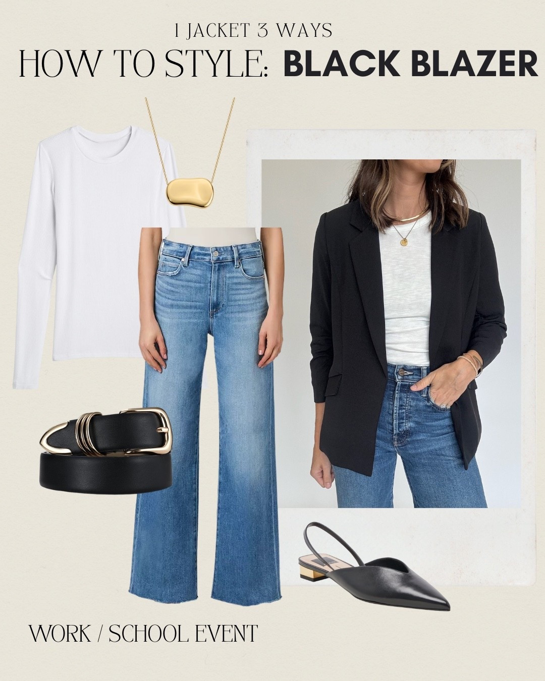 1 Jacket, 3 Ways: Our Black Blazer from shopteddyrose.com — styled for a work day or school event!