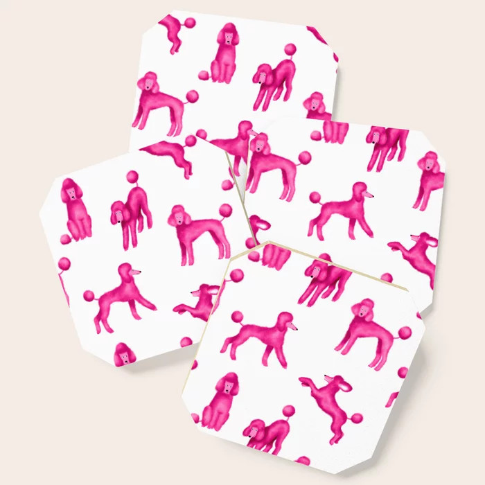 Pink Poodles Coaster | Society6