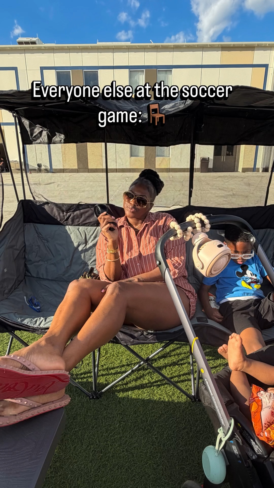 Everyone else brought one folding chair…

Meanwhile I pulled up with a 3-seater sideline couch so me, the baby, snacks, and the fan can all sit comfortably. 😂⚽️

#LTKKids #LTKdayinmylife #LTKmomlife