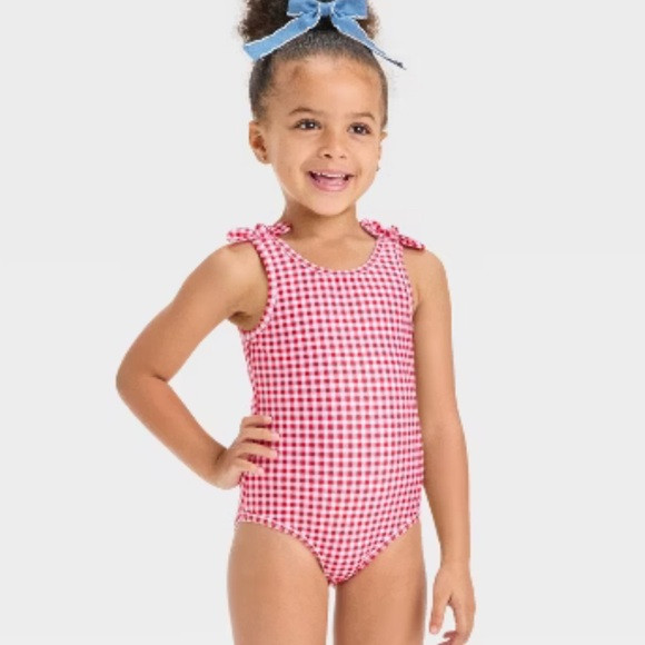 Cat & Jack Toddler Girls' Gingham One Piece Swimsuit Red 4T | Poshmark