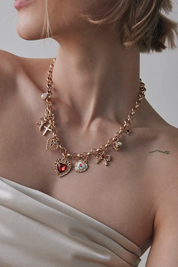 Athena Gold Charm Necklace in Gold, Women's at Urban Outfitters | Urban Outfitters (US and RoW)