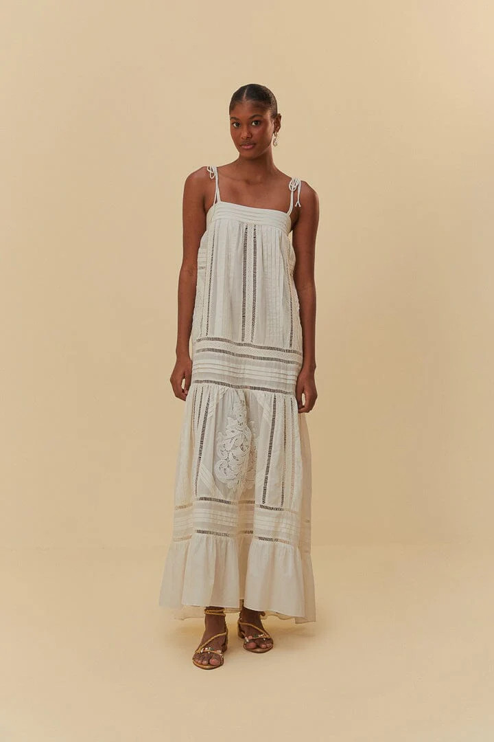 White Lace Sleeveless Midi Dress | FarmRio (US)
