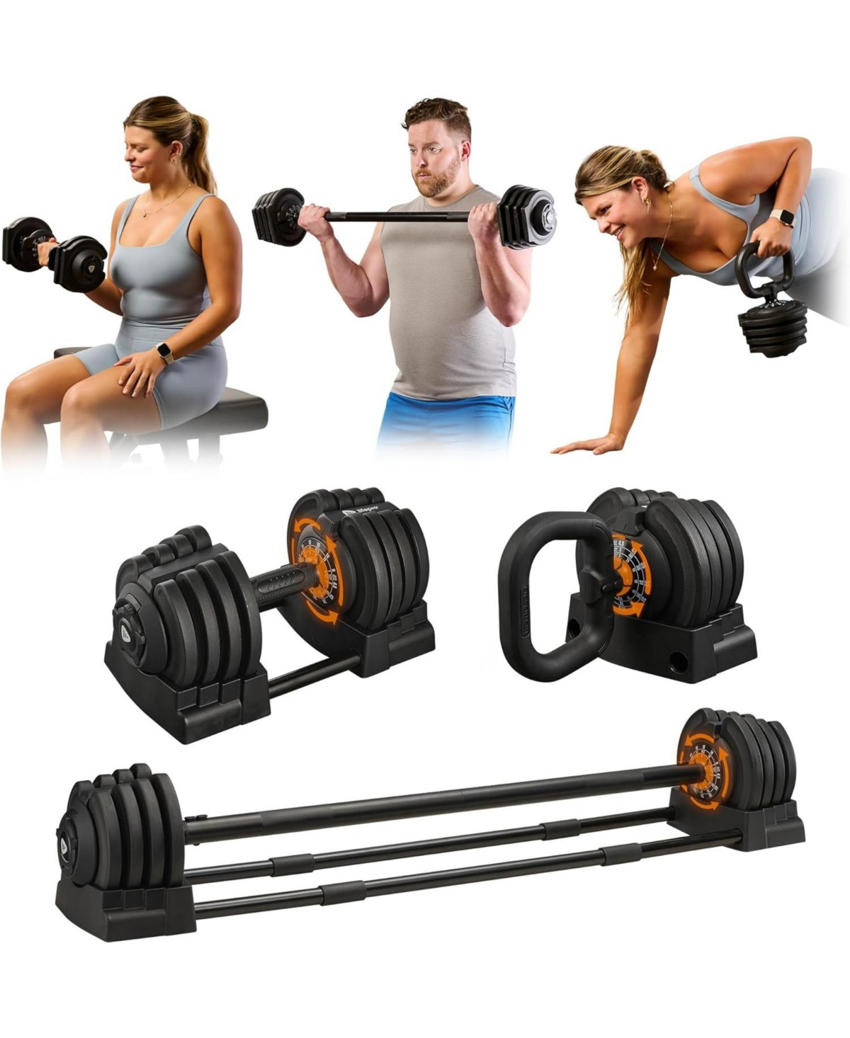 Lifepro Adjustable Dumbbells Set with Rack - Quick Adjust Weights, Secure Grip, Compact Design for Home Gym - Available in 15lb, 25lb, 43lb, 55lb, and | Macy's