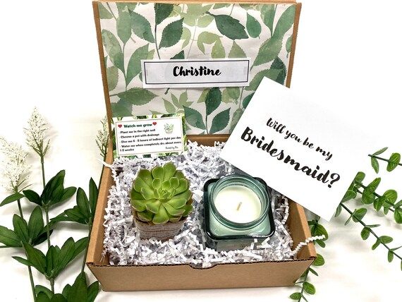 Bridesmaid Proposal/Bridesmaid gift box under 30/Succulent gift box/Personalized gift/Maid of hon... | Etsy (US)