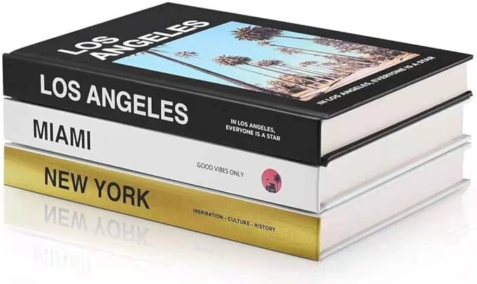 MABARA Decorative Books – 3-Pcs Set New York, Miami, Los Angeles Coffee Table Books – Decorat... | Amazon (US)