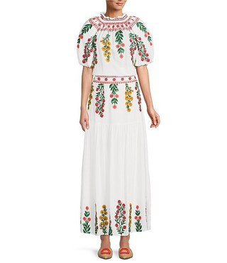 x Jennifer Sumko Nicci Coordinating Floral Embroidered Voile Maxi Skirt | Dillard's