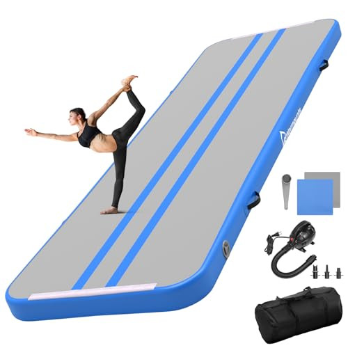 WARMOUNTS Inflatable Air Gymnastics Mat, 10 ft/13 ft/16 ft Air Tumbling Track Mat for Kids and Adults, Tumble Track with Electric Pump for Training, Cheerleading, Yoga, Home, Gym, Water, Outdoor (Blue, 10ft*3ft*4in) | Amazon (US)