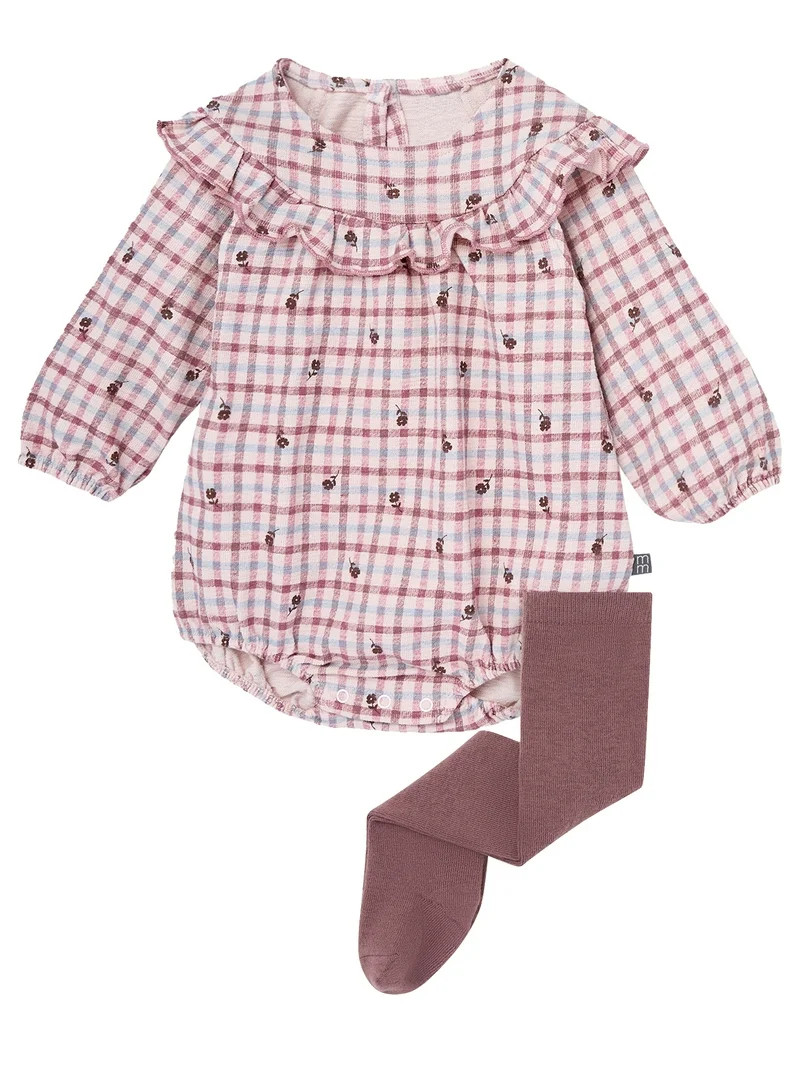 Modern Moments by Gerber Baby Girl Bubble Romper and Tights Outfit Set, 2-Piece, Sizes 0/3 Months... | Walmart (US)