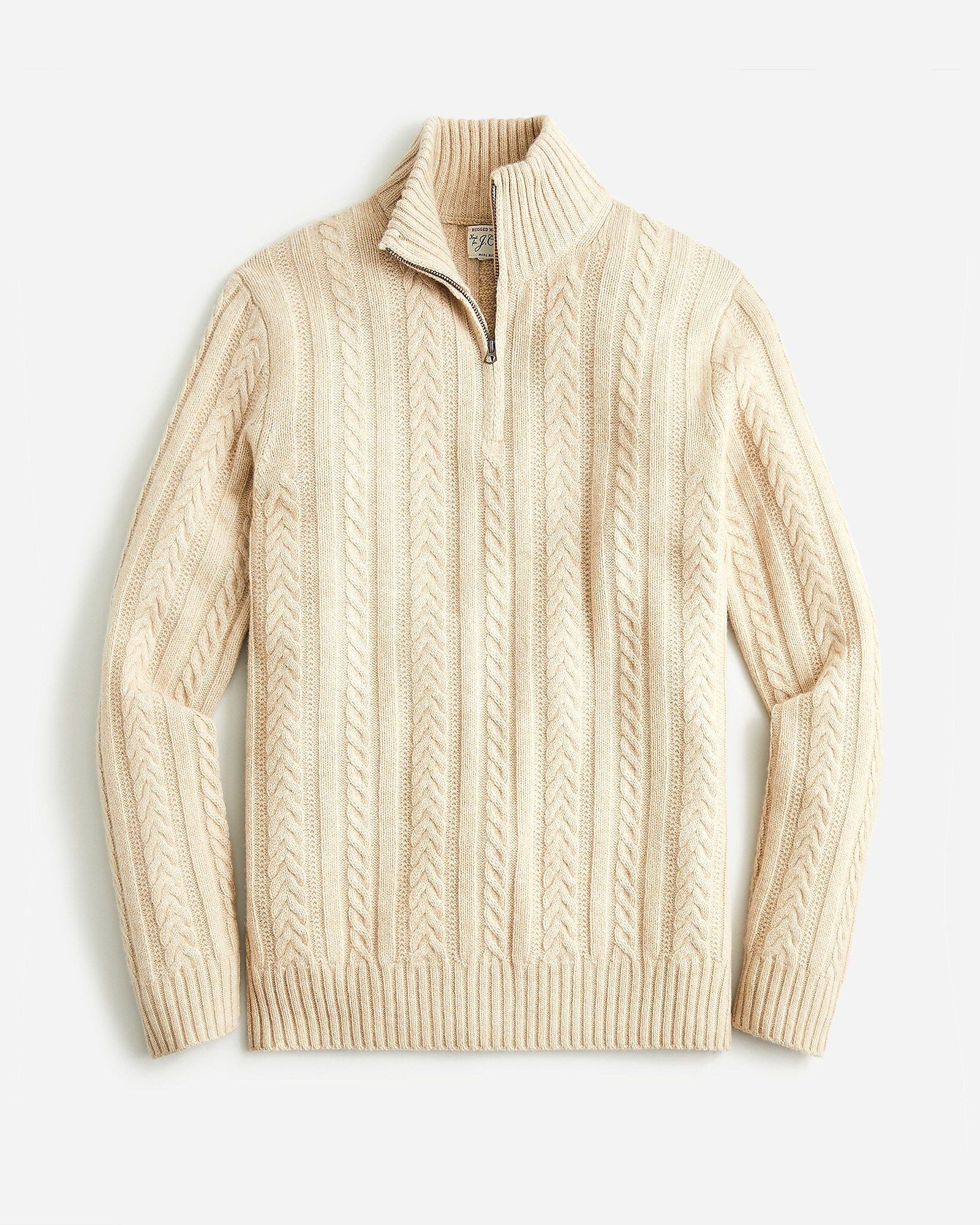 Rugged merino wool-blend half-zip cable-knit sweater | J.Crew US