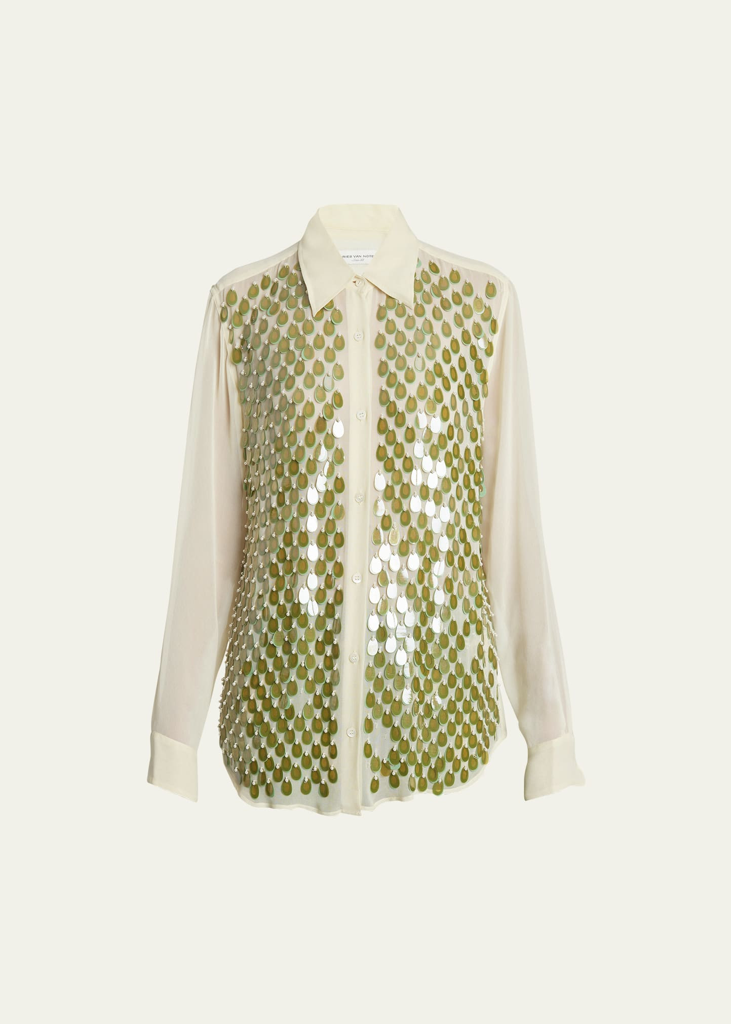 Dries Van Noten Chowy Embellished Button-Front Shirt | Bergdorf Goodman