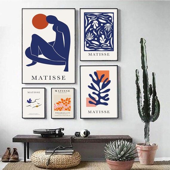 Henri Matisse Exhibition Museum Poster, Mid Century Wall Art Set of 5 Prints, Boho Wall Decor Art... | Etsy ROW