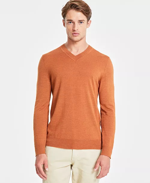 Alfani Men's Long-Sleeve V-Neck Merino Sweater, Created for Macy's - Macy's | Macy's