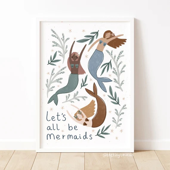 Mermaids Fine Art Print Boho Under The Sea Ocean Decor Sea | Etsy | Etsy (US)