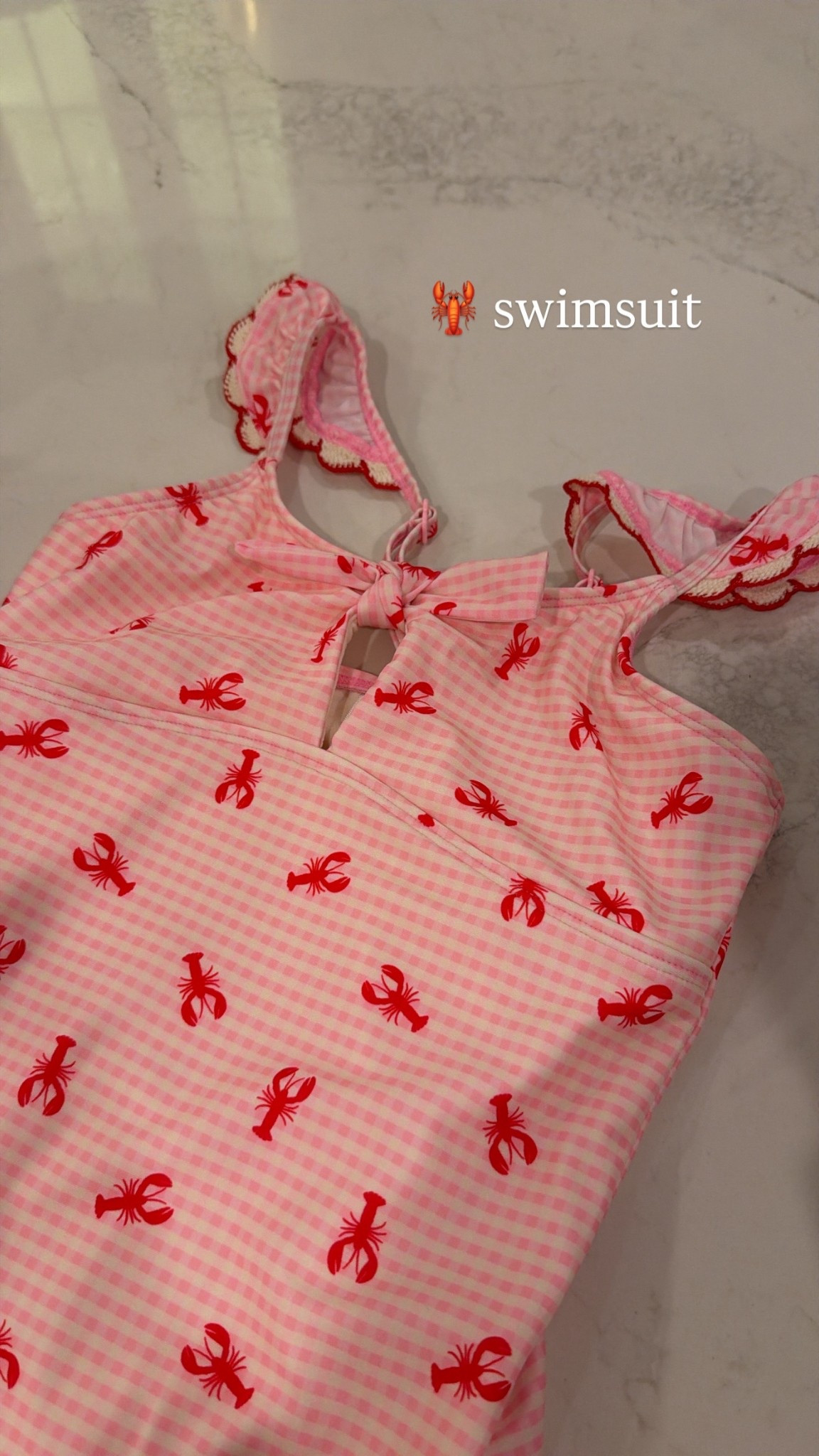 Lobster swimsuit, adjustable straps 