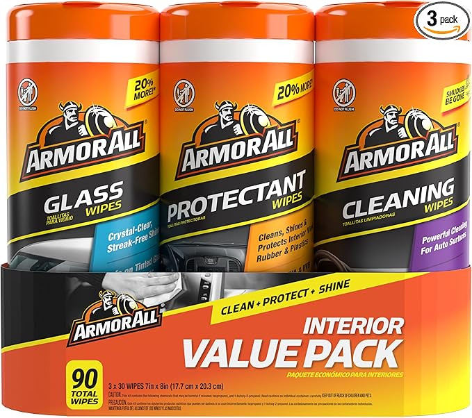Armor All Protectant, Glass and Cleaning Wipes, Wipes for Car Interior and Car Exterior, 30 Count... | Amazon (US)