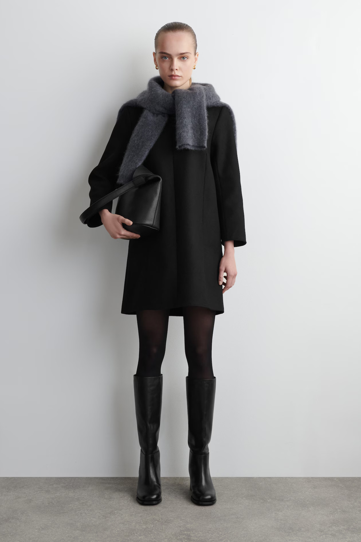 LONG-SLEEVED WOOL MINI DRESS - BLACK | COS US | COS (US)