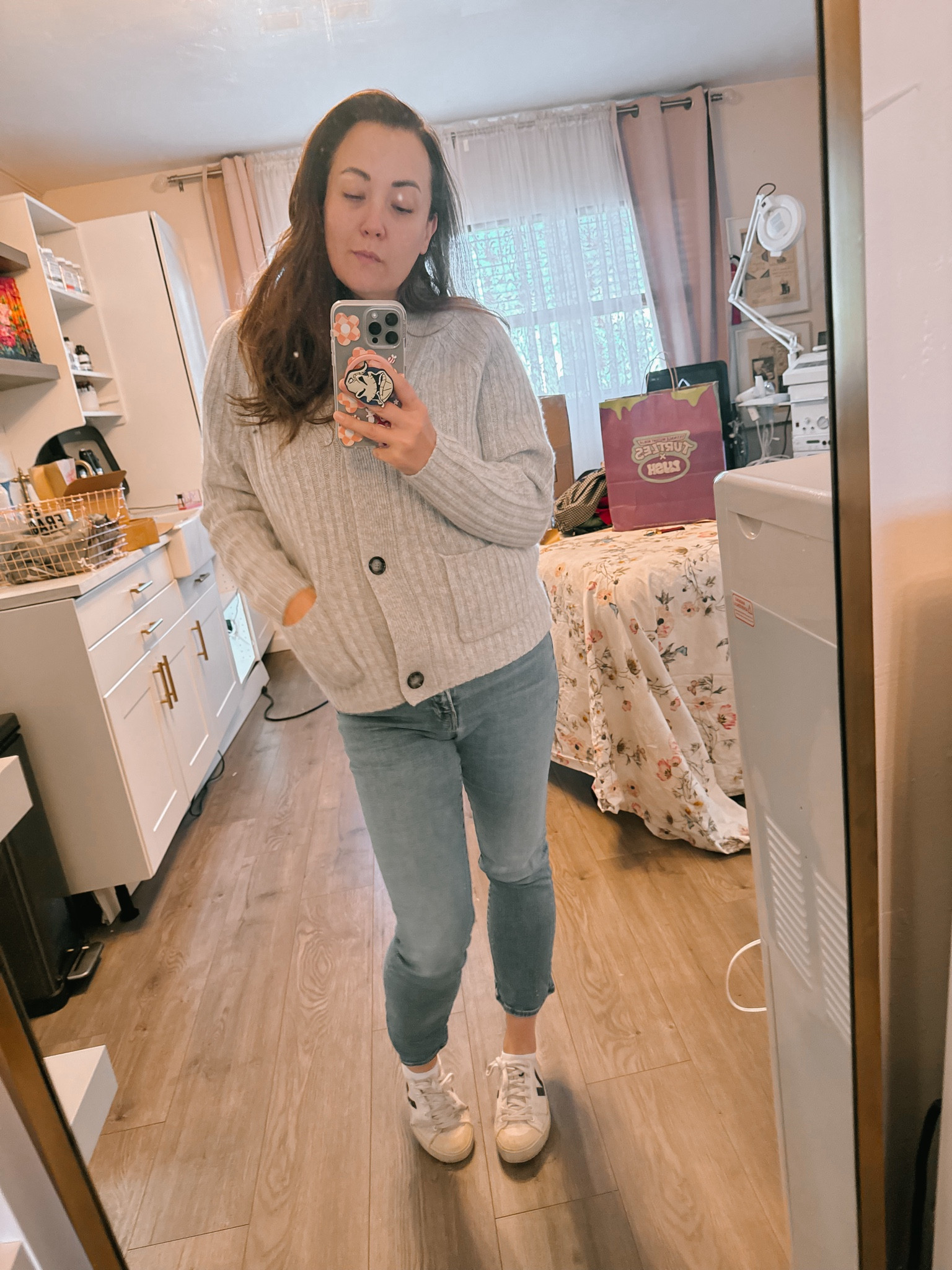 Getting ready to pack orders and declutter the cabinets on my day off. But dang how great is this sweater I score at the Net-a-porter sale. 

Pair with my favorite jeans for short girls. 
Wearing a Medium for more oversized in the sweater and a 27 in the jeans. I feel they run small. Shoes are a 36. Veja you big imo  
#fallsweater #autumnoutfits

#LTKStyleTip #LTKFindsUnder100 #LTKOver40