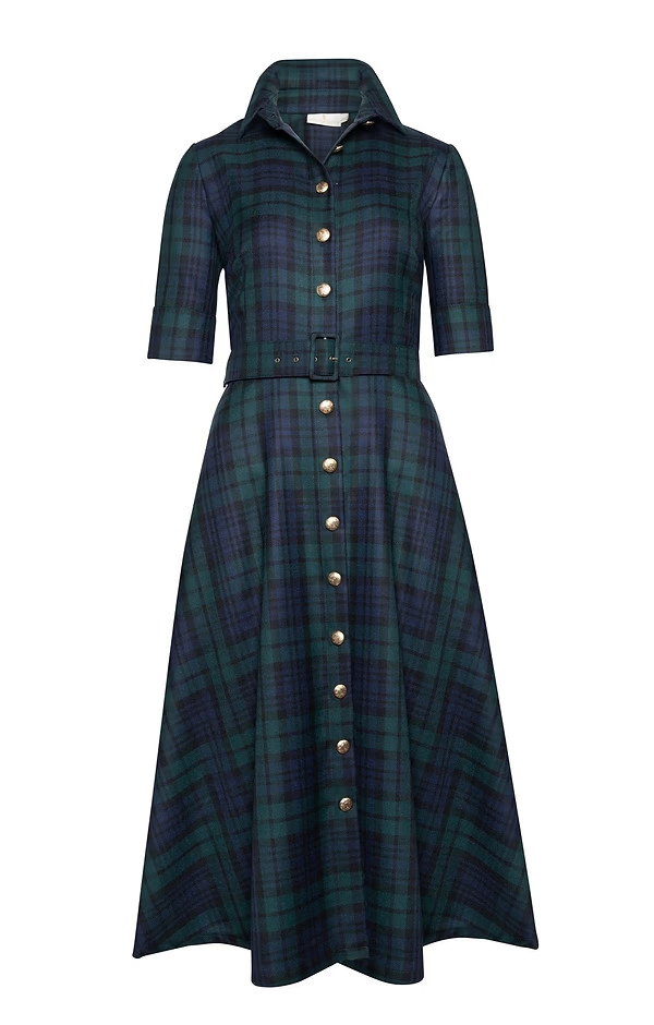 Ladies Plaid Gold Button Dress | The House of Bruar