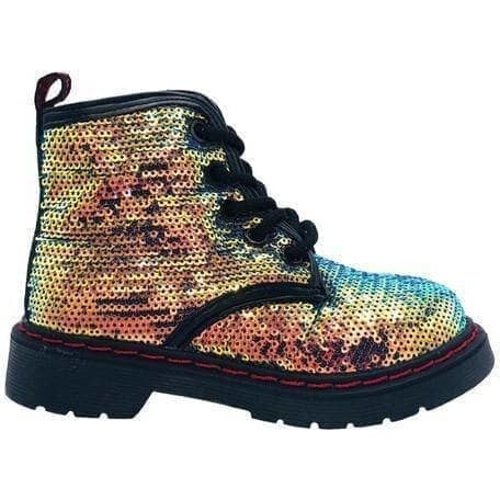 Lola + The Boys | Sequin Combat Kids Boots, Multi (Multicolor, Size 23) | Maisonette | Maisonette