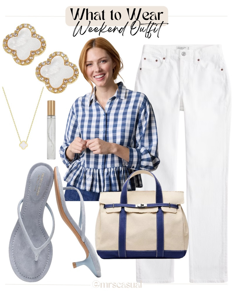 Easy weekend outfit that looks cute without trying too hard 💙🤍 🔗⬇️

#LTKOver40 #LTKSeasonal #LTKootd