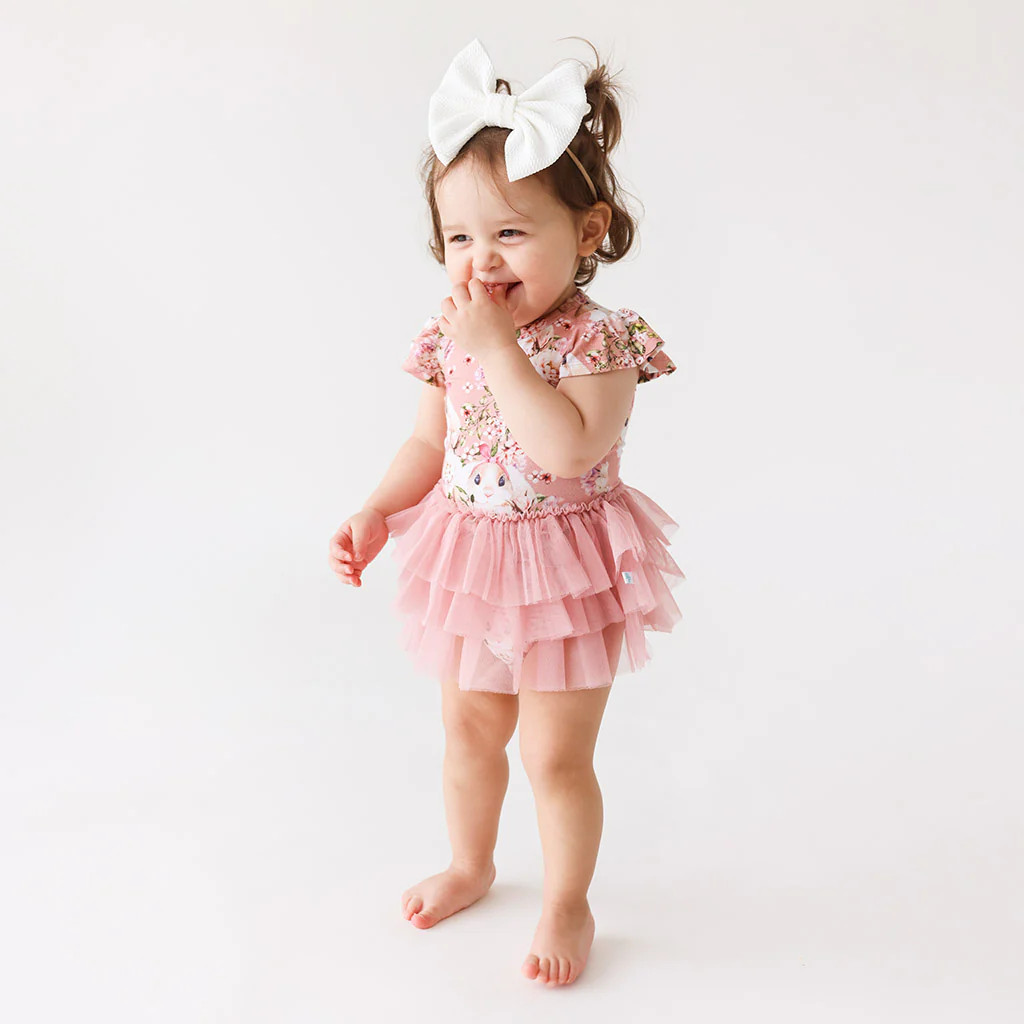 Bunny Pink Girl Tulle Onesie | Babsy | Posh Peanut
