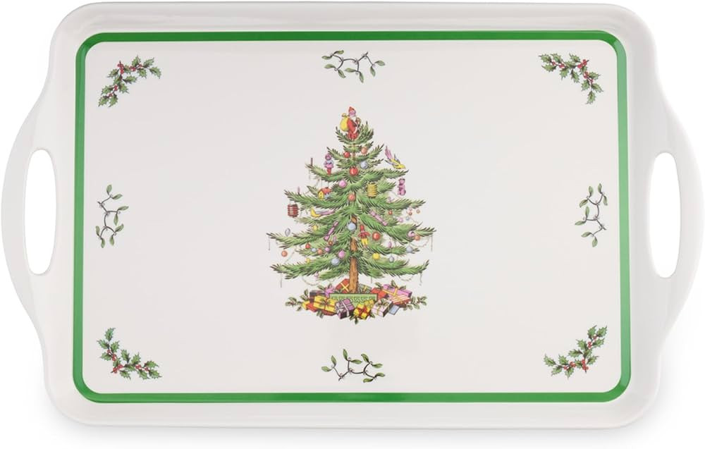 Spode Christmas Tree Large Handled Tray (19" x 11.6") - Festive Melamine Serving Tray for Lunch, ... | Amazon (US)
