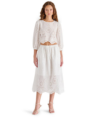 Women's Anaisa Tie-Waist Eyelet Midi Skirt | Macy's