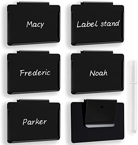 ILEBYGO Basket Bin Labels Clip on 6 Black Label Holders for Basket or Storage Bins Removable Meta... | Amazon (US)