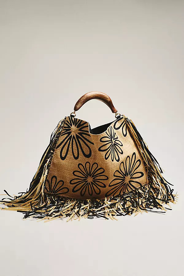 Fringed Raffia Mini Hand Bag | Anthropologie (US)