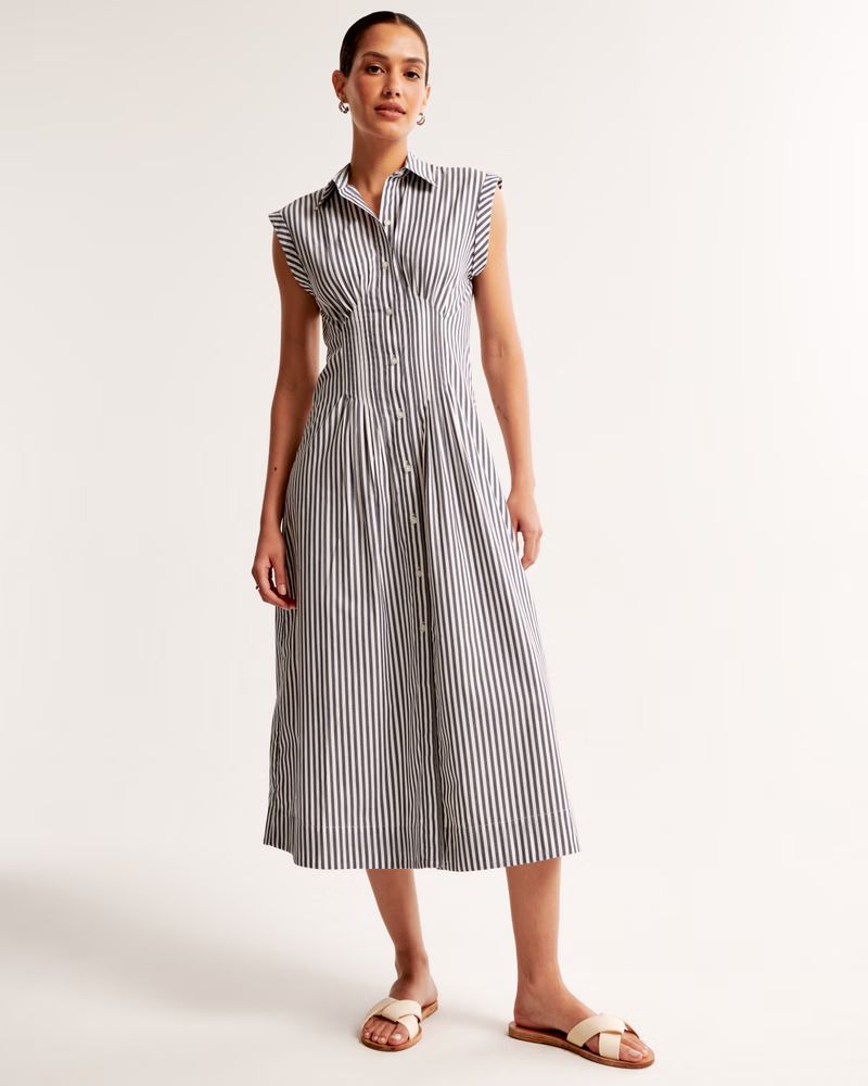 Women's Short-Sleeve Midi Shirt Dress | Women's New Arrivals | Abercrombie.com | Abercrombie & Fitch (US)