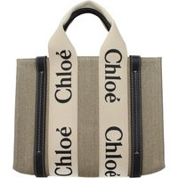 Chloé Women's Woody Fabric Handbag Beige/Black | Balardi (US & Canada)