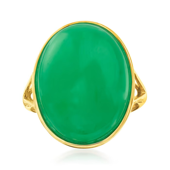 Jade Ring in 14kt Yellow Gold | Ross-Simons