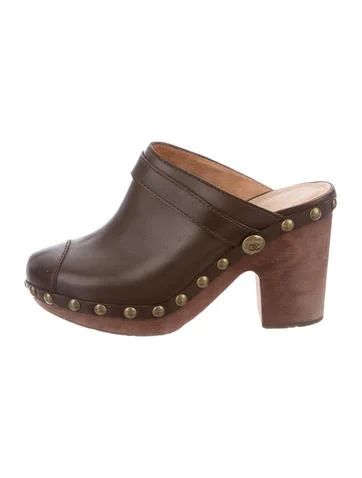 Chanel Leather Stud-Embellished Clogs | The Real Real, Inc.