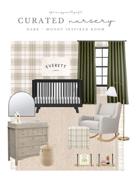 Dark and moody nursery inspiration! Loving that plaid wallpaper 😍 We had this crib in a natural wood color for Addison and it’s so cute in person. That modern rocker is so fun too!

#LTKhome #LTKstyletip #LTKbaby