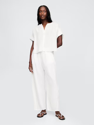 Crinkle Gauze Easy Barrel Pants | Gap (CA)